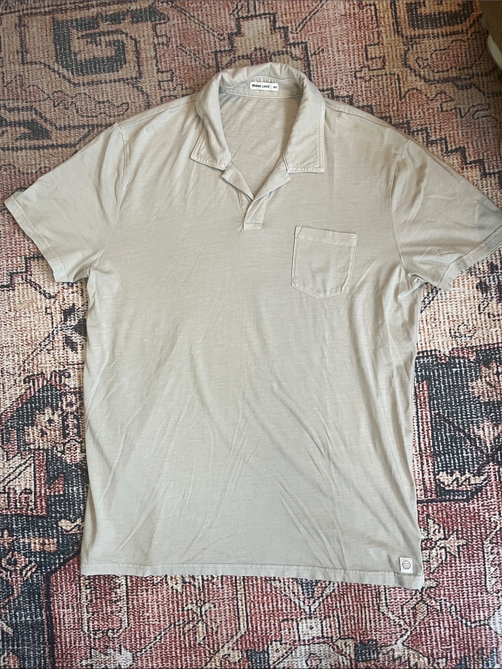 NWOT Marine Layer Men's Short Sleeve Polo in Beige/Tan